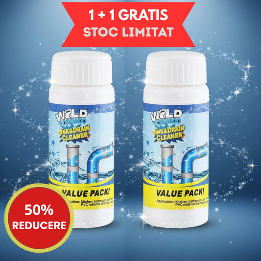 (1+1 GRATIS) Pudră  – Soluție Profesională pentru Desfundarea Scurgerilor 80g