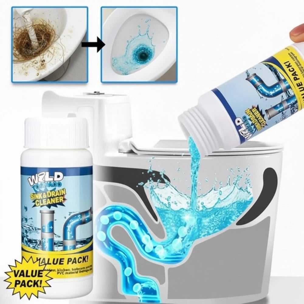 (1+1 GRATIS) Pudră  – Soluție Profesională pentru Desfundarea Scurgerilor 80g